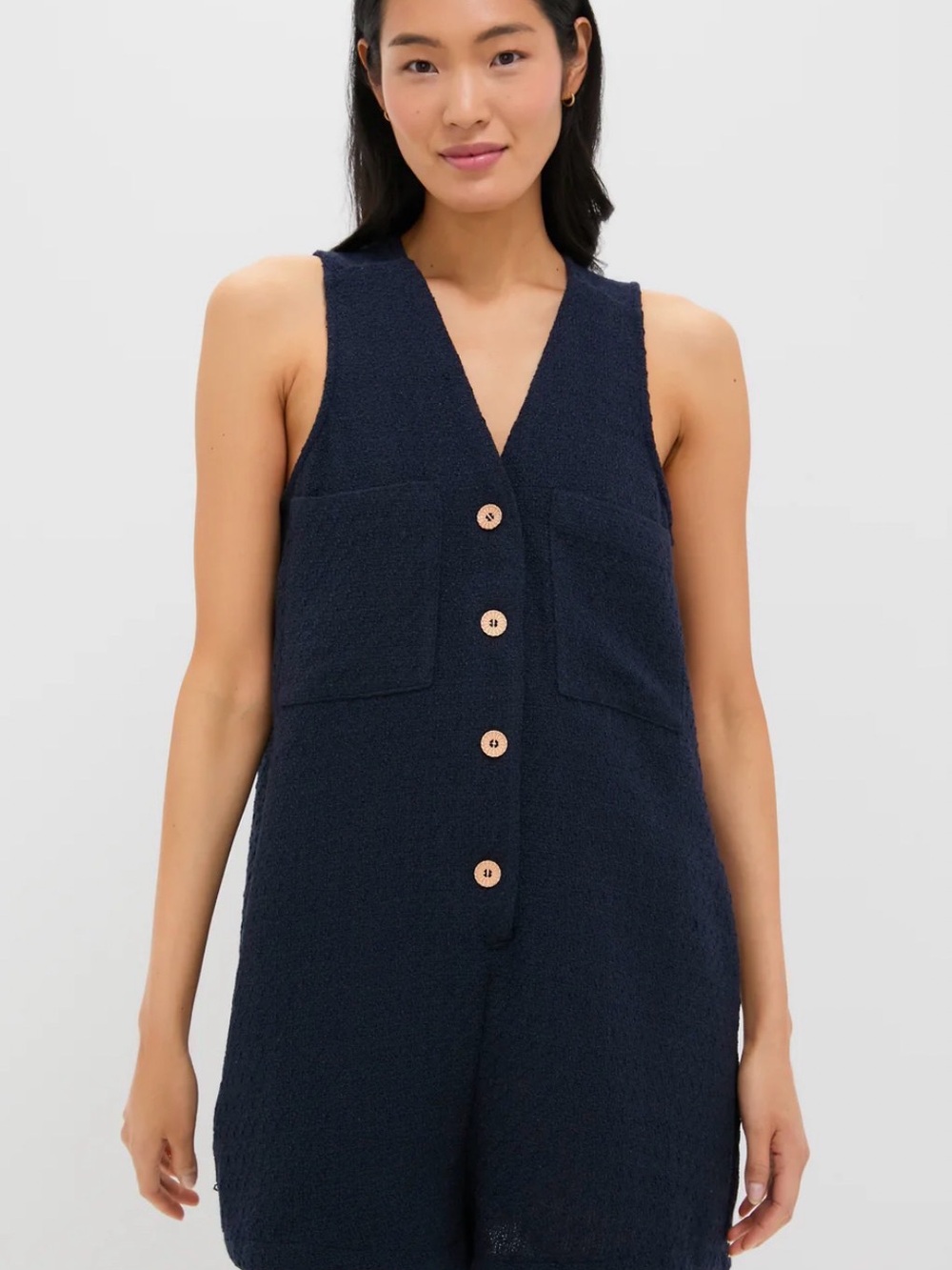pomander Place Navy Textured Myla Romper